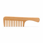 Bamboo Wide-Tooth Hair Comb with Handle – Detangling Comb