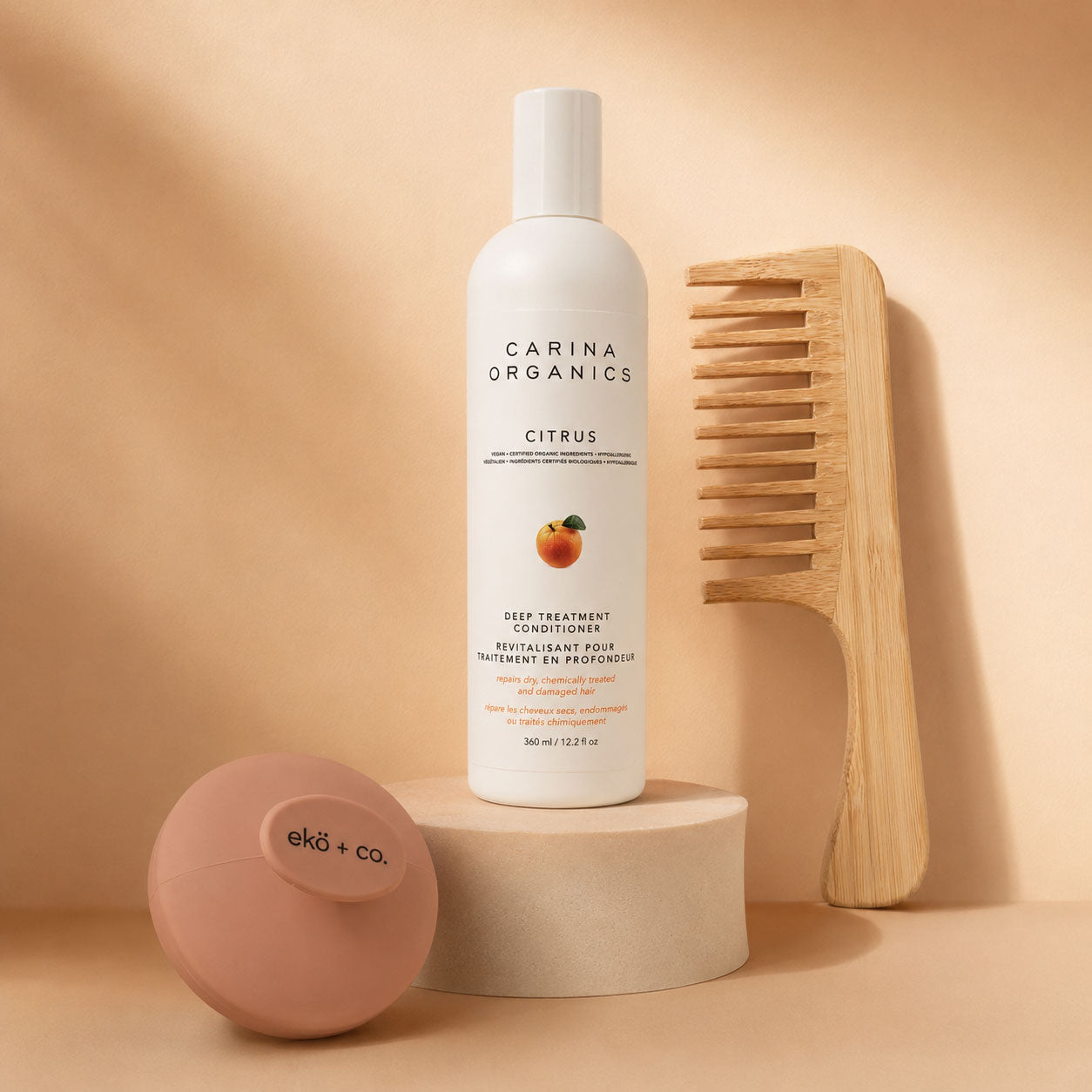 Carina Organics Citrus Deep Treatment Conditioner + Scalp Massager & Free Bamboo Comb