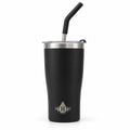 Heritage 20 oz insulated tumbler in matte black with lid and stainless steel straw