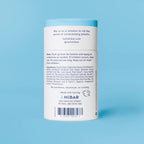The back of the HiBAR Natural Deodorant tube, displaying the full ingredients list, usage instructions, and the "no parabens, aluminum, or cruelty" guarantee.