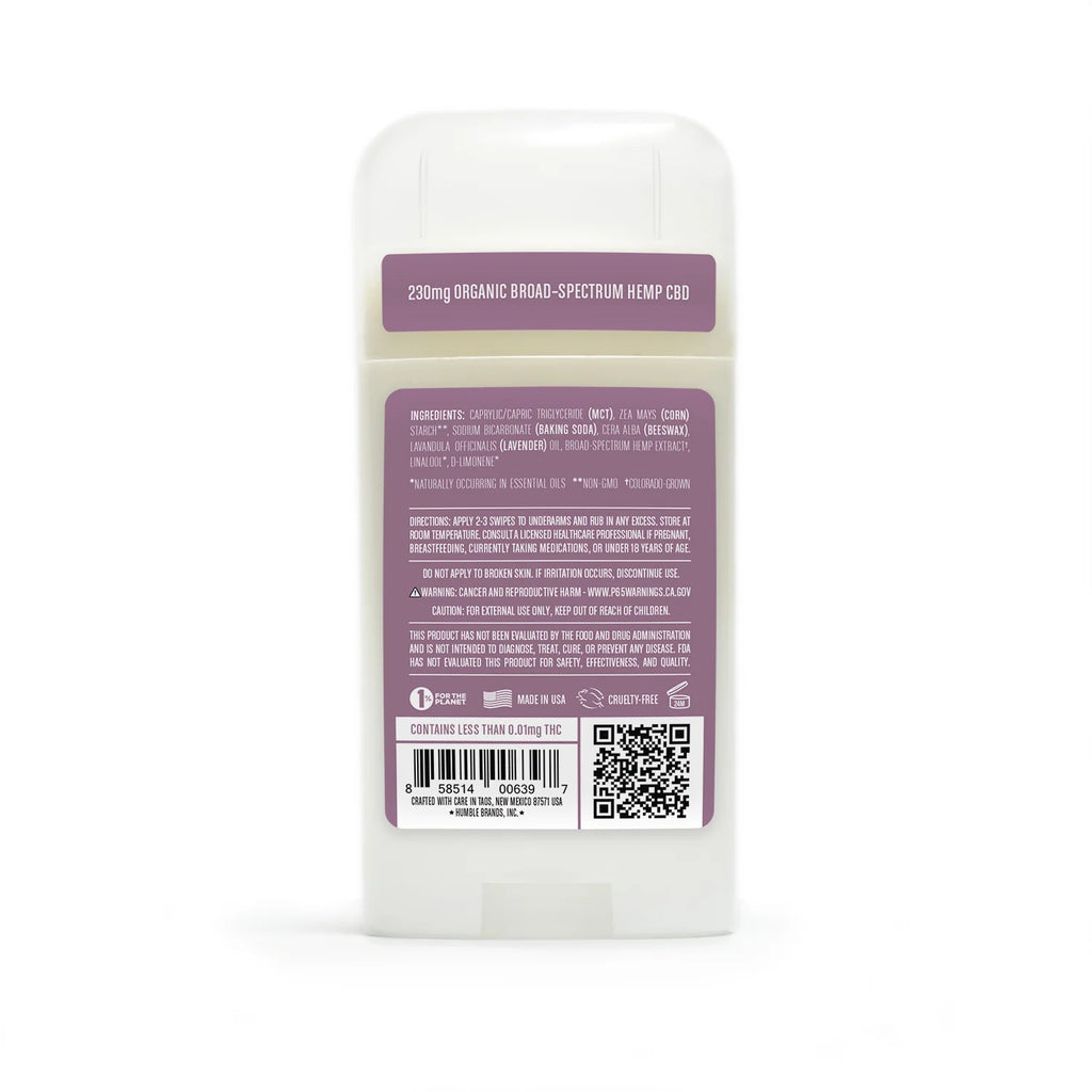 Humble All Natural CBD Deodorant - Mountain Lavender with Hemp Extract