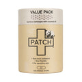 A value pack of PATCH Panda Bamboo Bandages, with coconut oil infused, in a cardboard packaging with a panda graphic and product information.