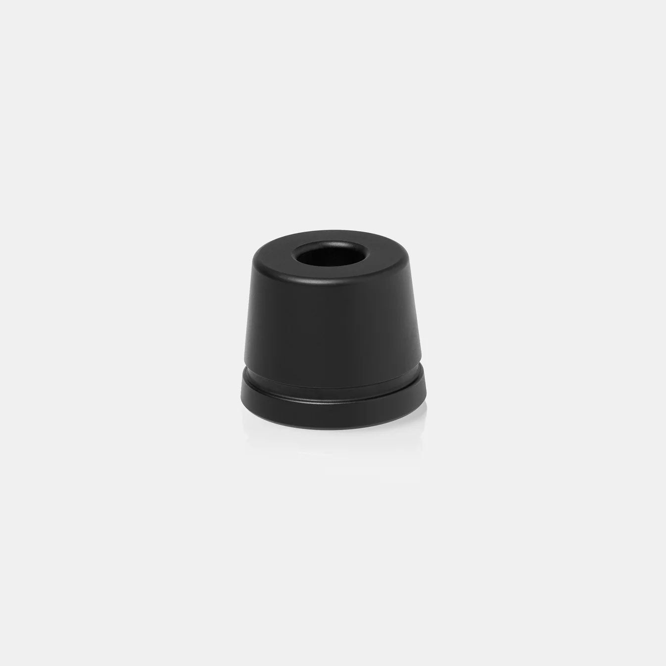 Rockwell black matte stainless steel razor stand showing dramatic dark finish alternative for modern minimalist bathroom aesthetics.