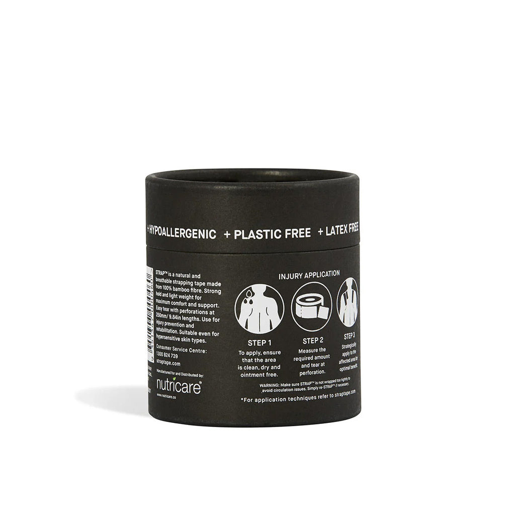STRAP Black Bamboo Body Tape – 5.5yd Eco-Friendly Athletic Support Tape