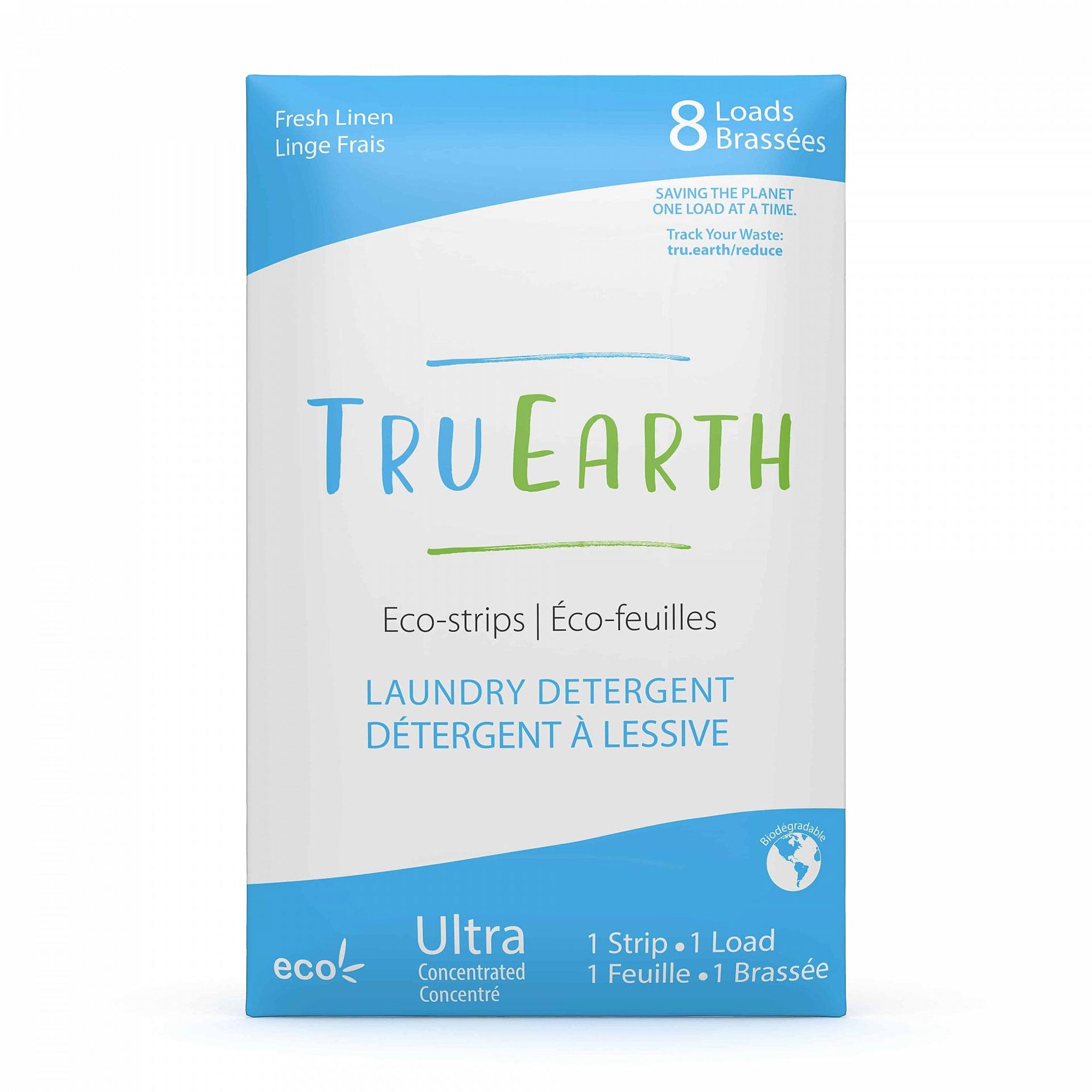 TRU EARTH | eco-strips laundry detergent fresh linen 8 loads