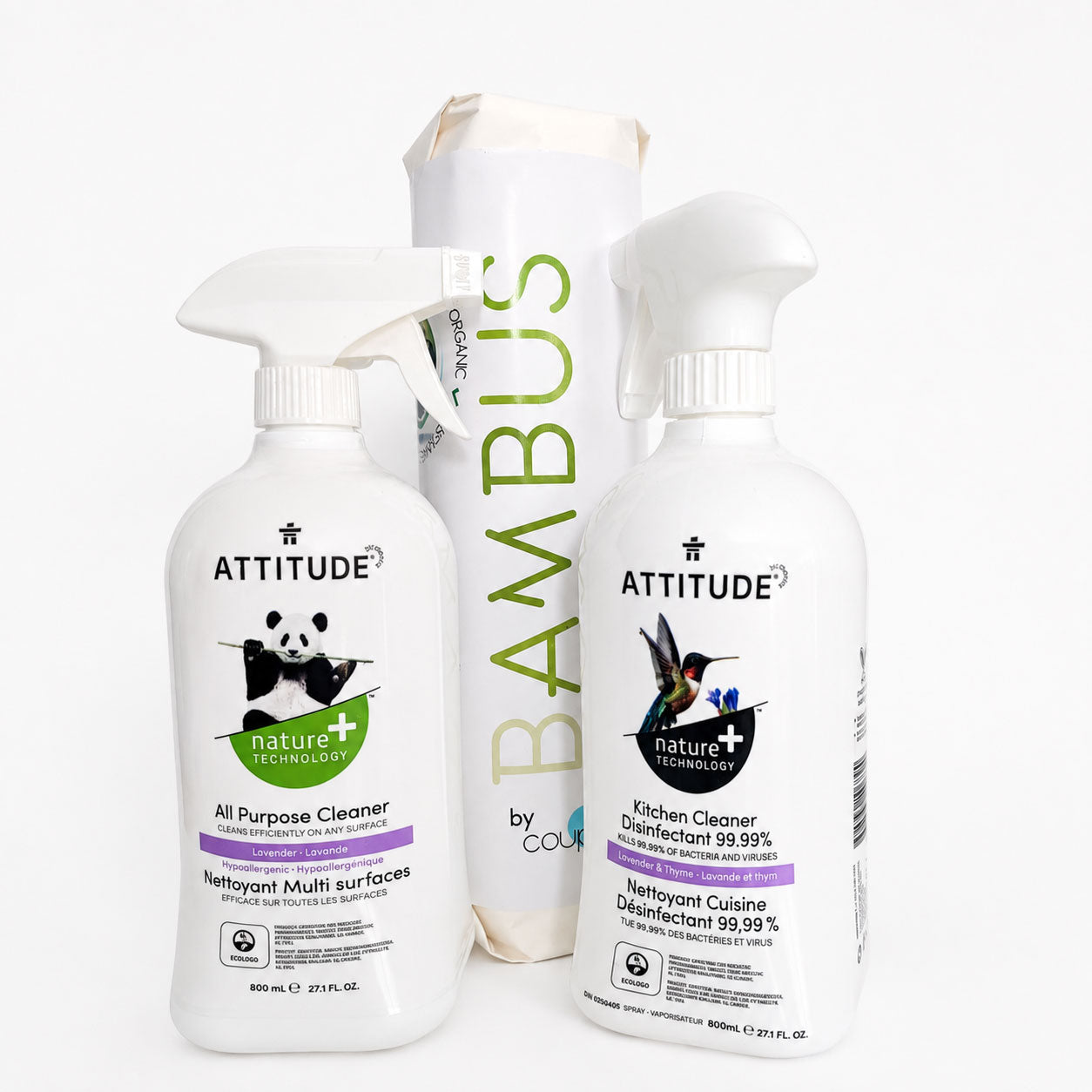 Attitude Lavender Kitchen Disinfectant & All-Purpose Cleaner + Bambus Bamboo Towel Roll