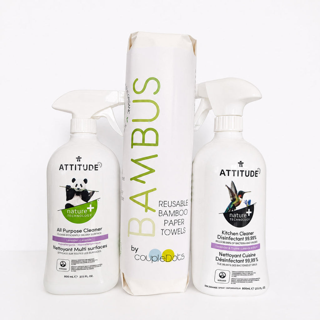 Attitude Lavender Kitchen Disinfectant & All-Purpose Cleaner + Bambus Bamboo Towel Roll