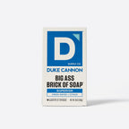 Front view of the Duke Cannon Superior Big Ass Brick of Soap box on a plain white background.