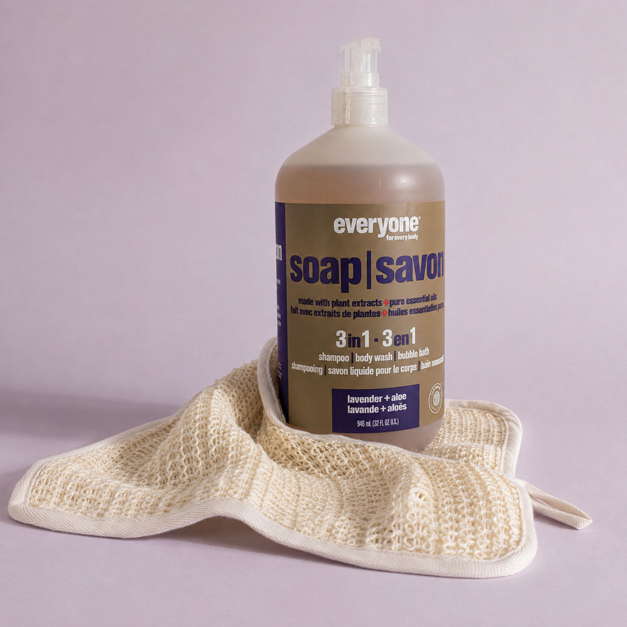Everyone Lavender + Aloe 3-in-1 Soap + Free Sisal Body Washcloth