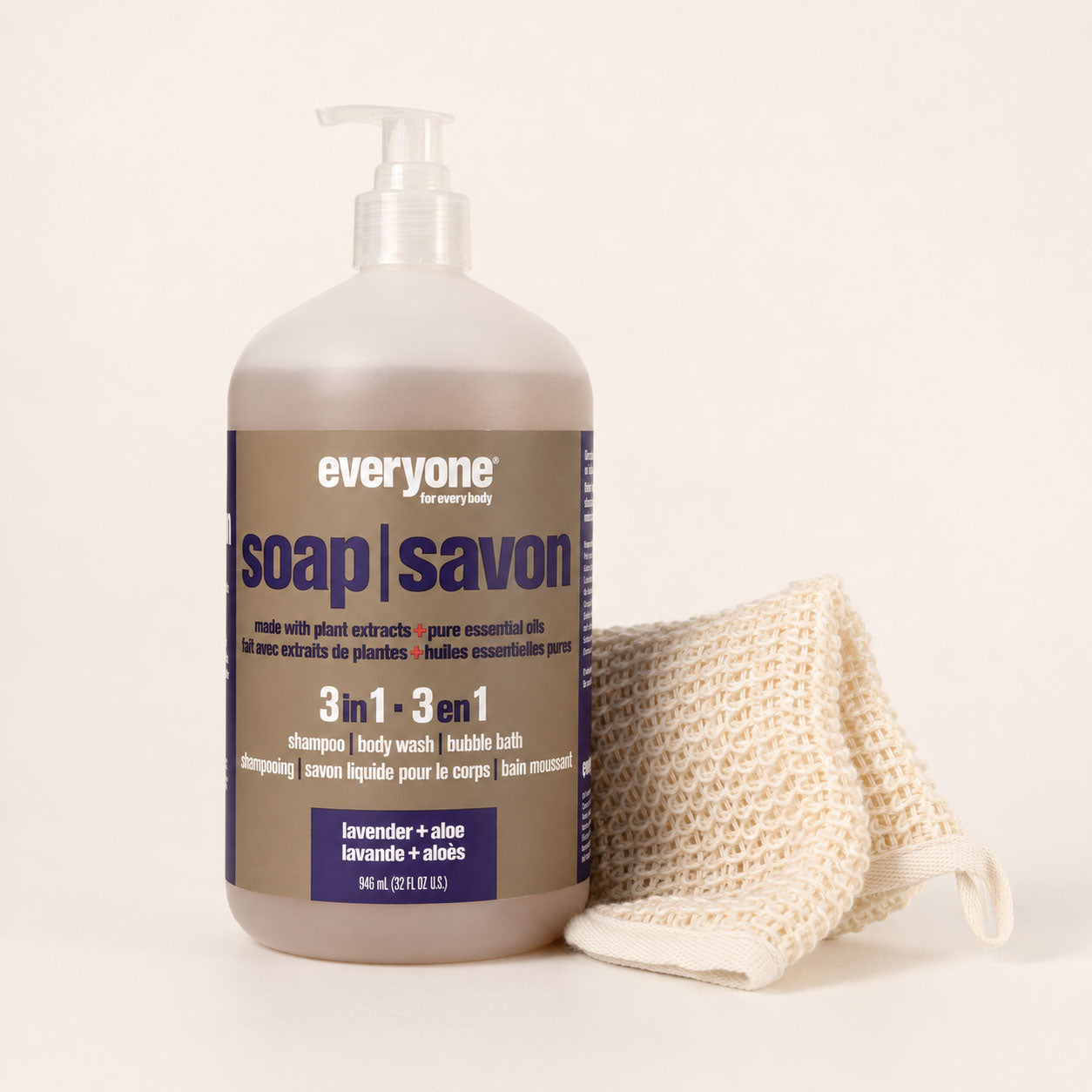 Everyone Lavender + Aloe 3-in-1 Soap + Free Sisal Body Washcloth