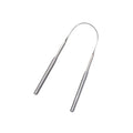 huppy tongue cleaner - sleek stainless steel U-shaped tongue scraper with polished finish against clean white background, showing professional medical-grade construction
