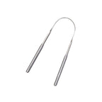 huppy tongue cleaner - sleek stainless steel U-shaped tongue scraper with polished finish against clean white background, showing professional medical-grade construction