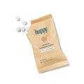 Huppy Cinnamon Toothpaste Tablets Refill - kraft brown compostable pouch showing 62 tablets with cinnamon flavour label and sustainable packaging design
