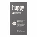 A dark gray rectangular box of Huppy toothpaste tablets refill in Charcoal Mint flavor, shown against a plain white background.