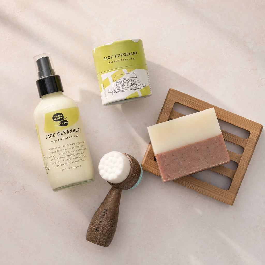 Meow Meow Tweet 3-Step Face Set with Free Facial Brush & Bamboo Soap Dish
