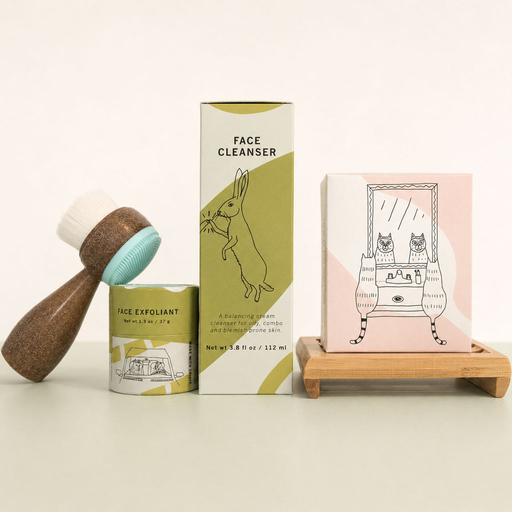 Meow Meow Tweet 3-Step Face Set with Free Facial Brush & Bamboo Soap Dish