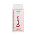 Native x Jarritos Passion Fruit body wash in an 18 fl oz white rectangular bottle centered on a black backdrop.