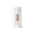 Front view of Native Whole Body coconut and vanilla deodorant stick in a white container on a white background.