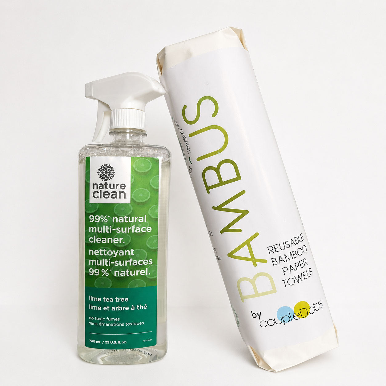 Nature Clean Lime & Tea Tree Multi-Surface Spray + Bambus Reusable Bamboo Towel Roll