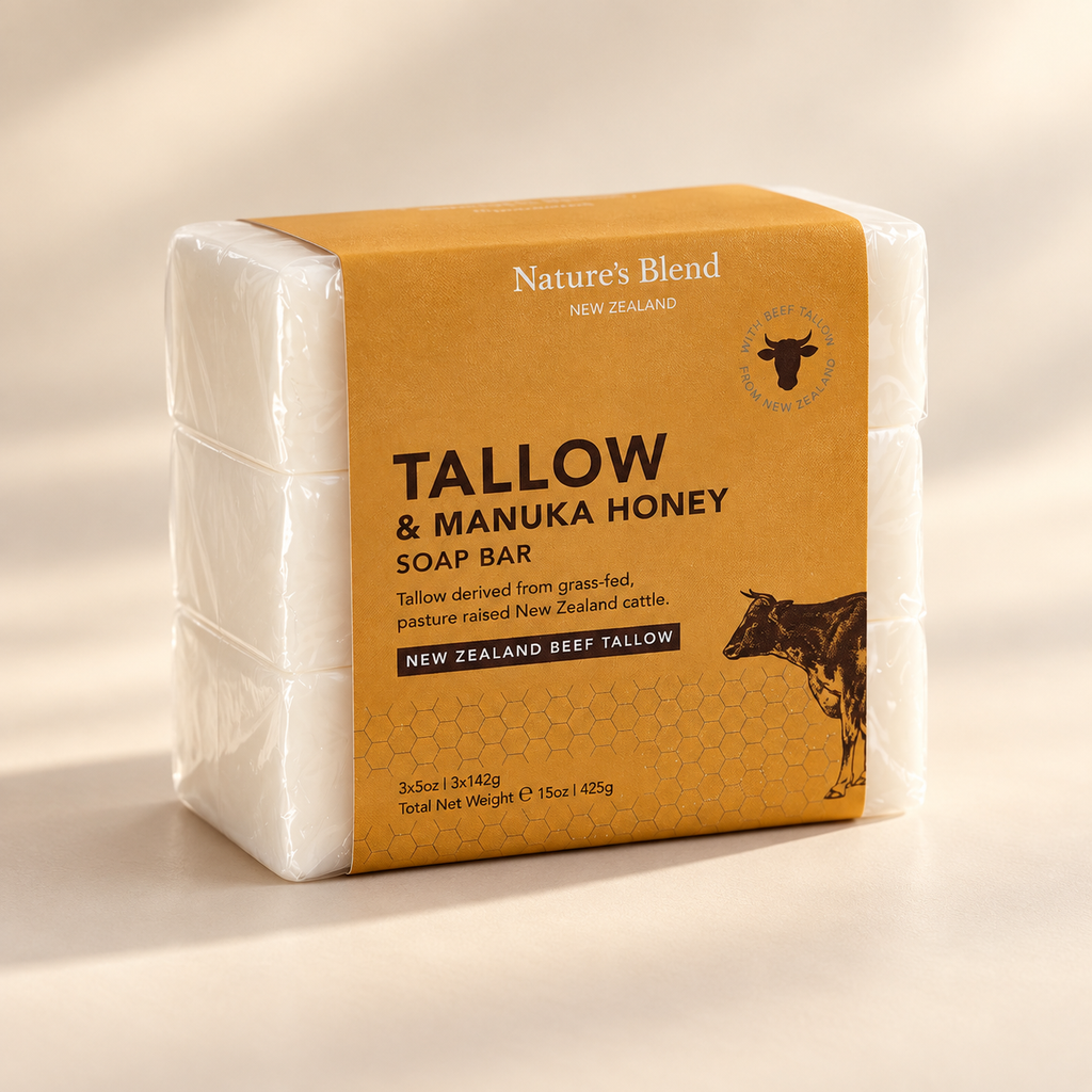 Nature's Blend Tallow & Manuka Honey Bar Soap - Triple-Milled (3-Pack)