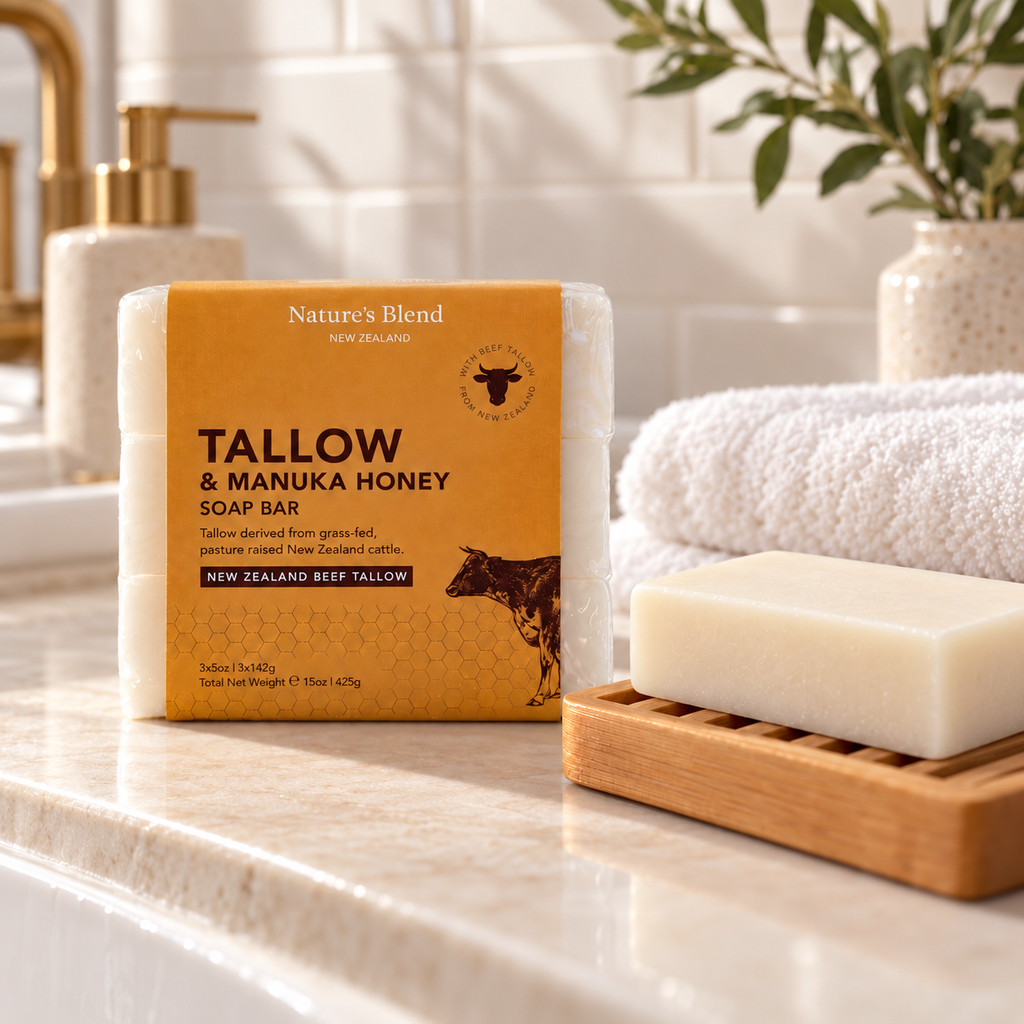 Nature's Blend Tallow & Manuka Honey Bar Soap - Triple-Milled (3-Pack)