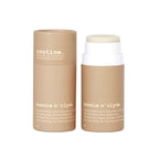Two Ccose-up of Routine Bonnie n’ Clyde sticks, One is  twisted up with product exposed and creamy texture the other is with a closed lid.