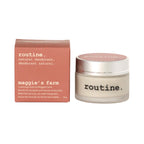 Route Maggie's Farm deodorant packaging - coral orange box next to glass jar showing 58g size - sustainable packaging for natural deodorant cream