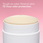 Close-up of an open Native deodorant container showing the dome of product with a tiny heart imprint on top.