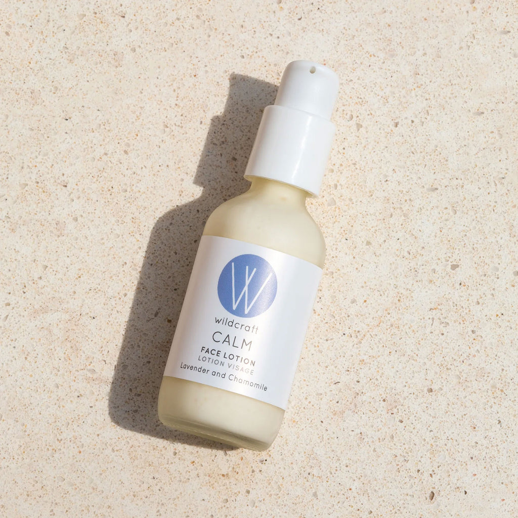 wildcraft CALM face lotion bottle on a table