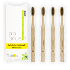 Charcoal Bamboo Toothbrush Set | Medium Hardness | Adult Size (Set of 4)