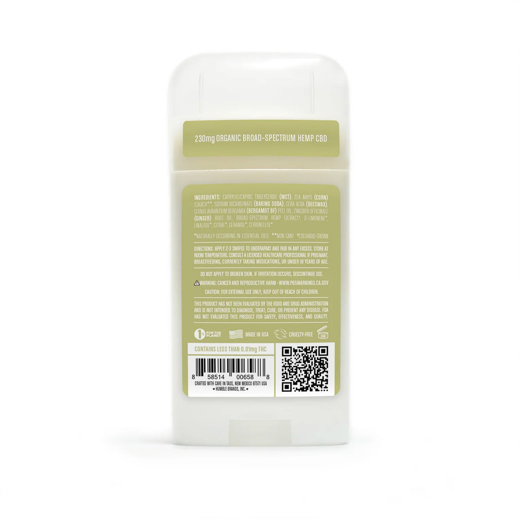 All Natural CBD Deodorant - Bergamot & Ginger with Hemp Extract
