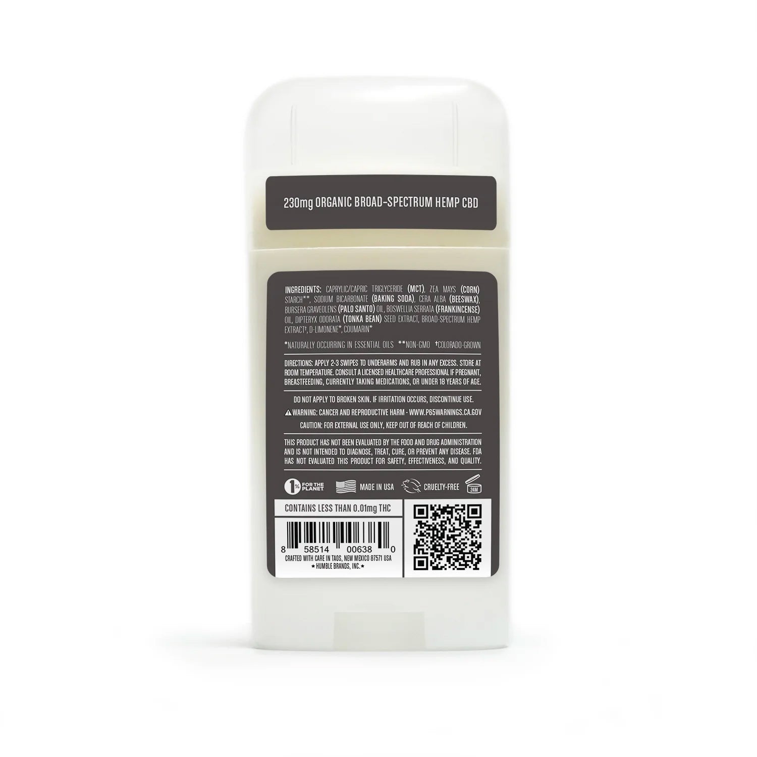 Humble All Natural CBD Deodorant - Palo Santo and Frankincense