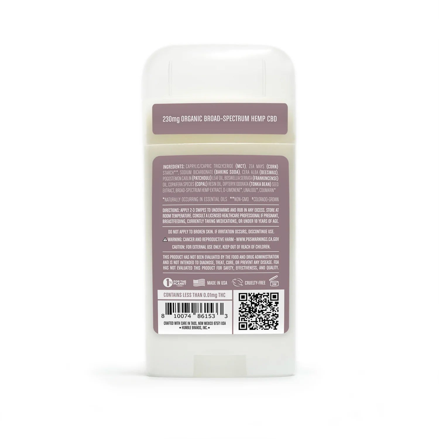 Humble CBD Deodorant - Patchouli & Copal with Hemp Extract