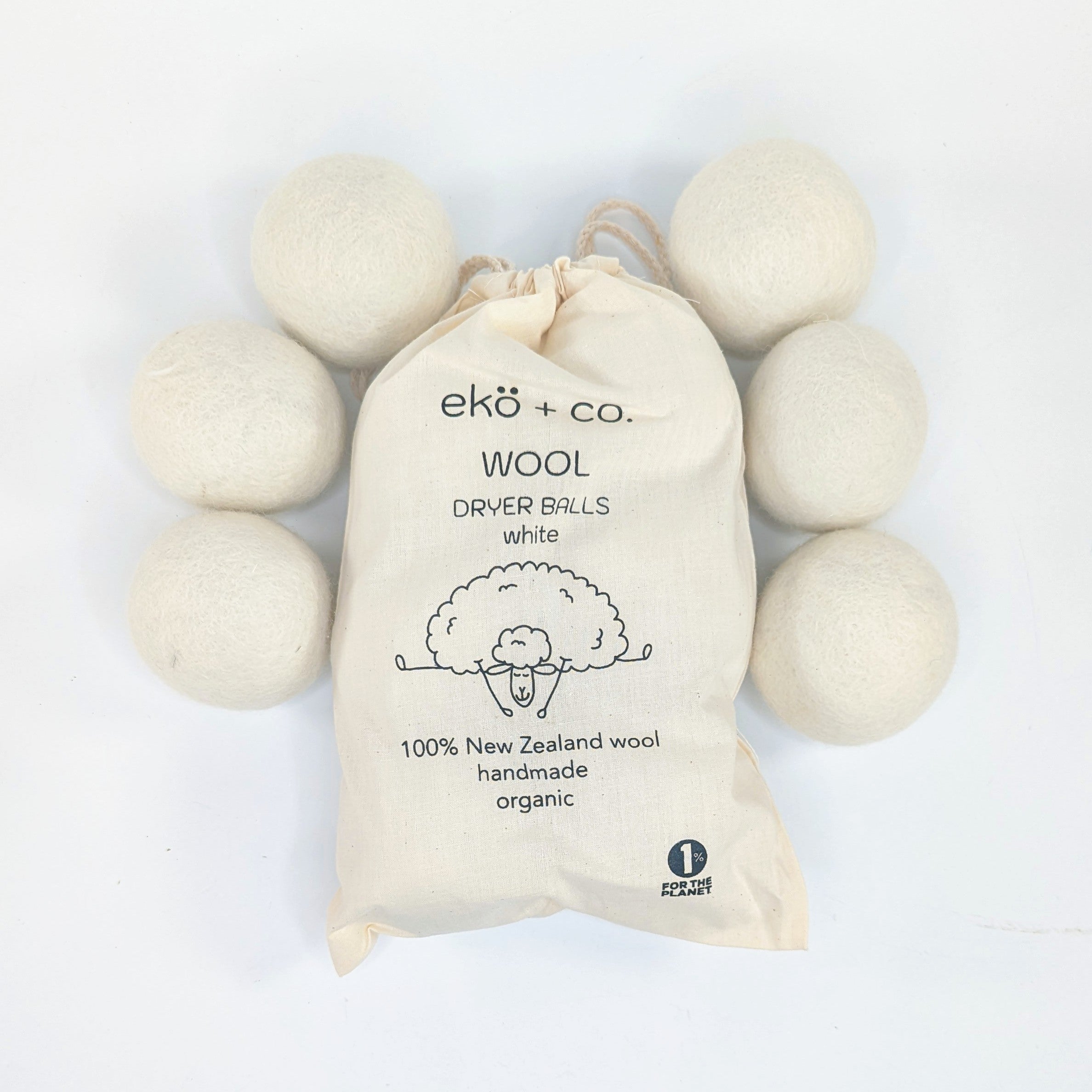 Organic Softener Wool Dryer Balls (set of 6)
