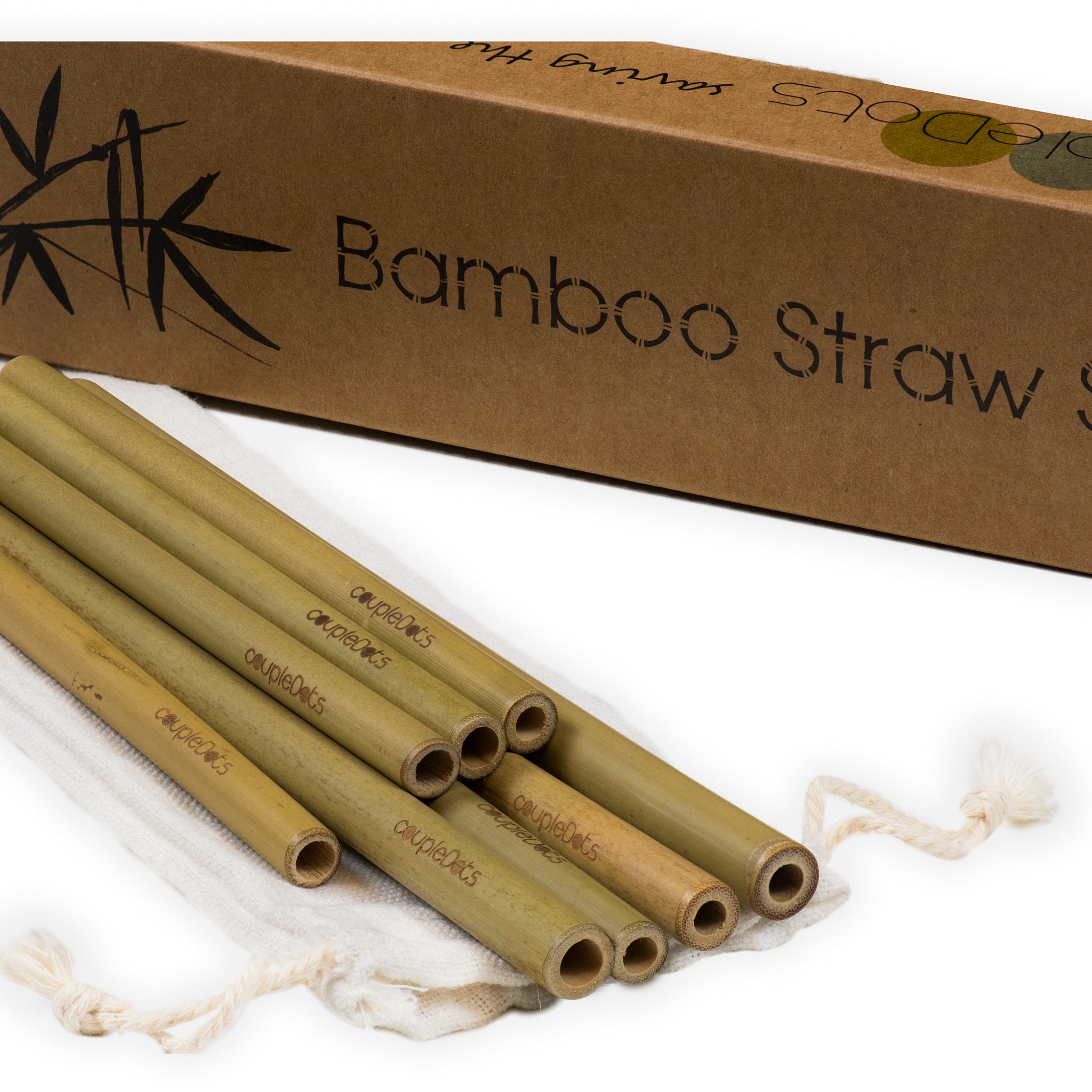 coupleDots Biodegradable Bamboo Drinking Straws
