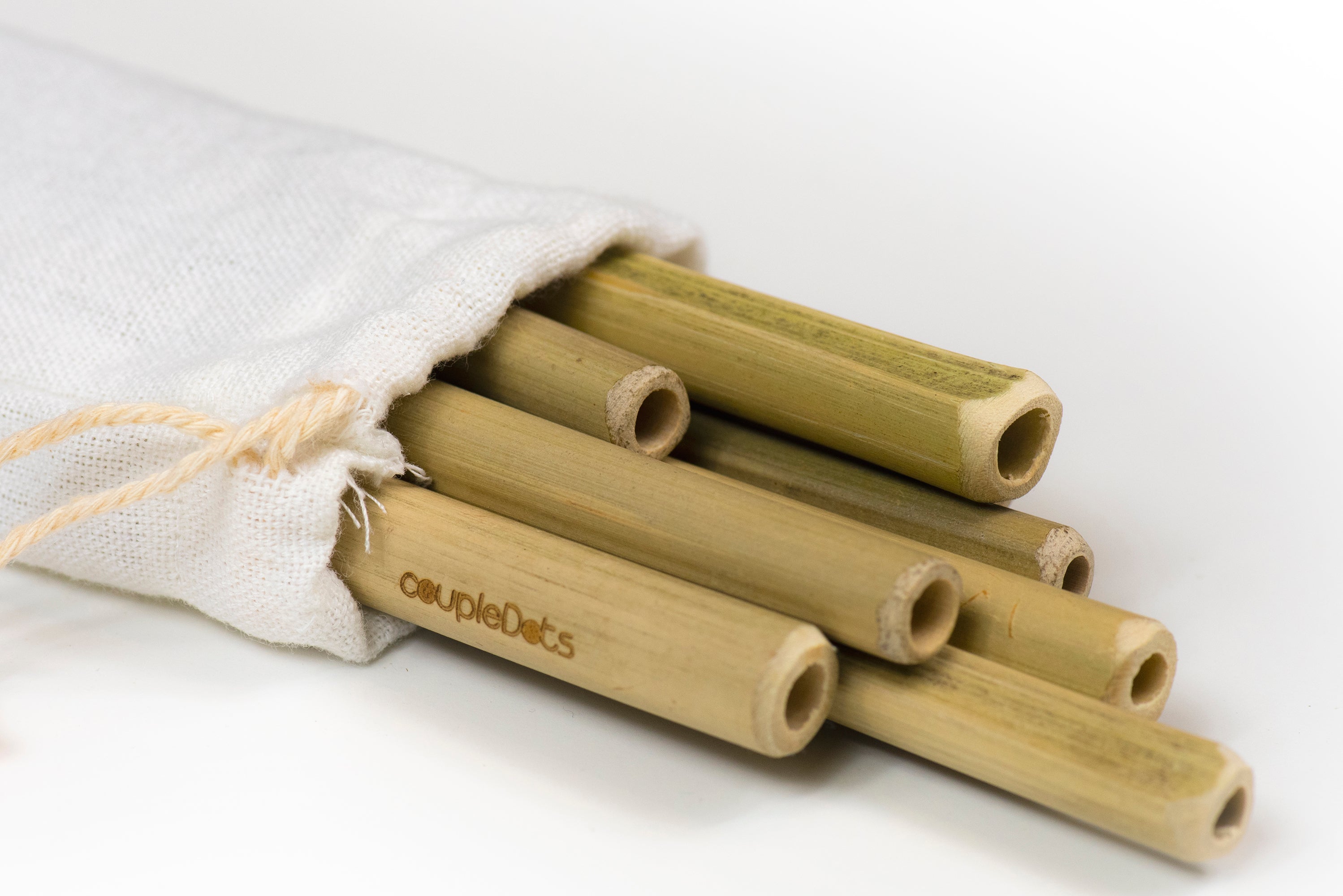 coupleDots Biodegradable Bamboo Drinking Straws