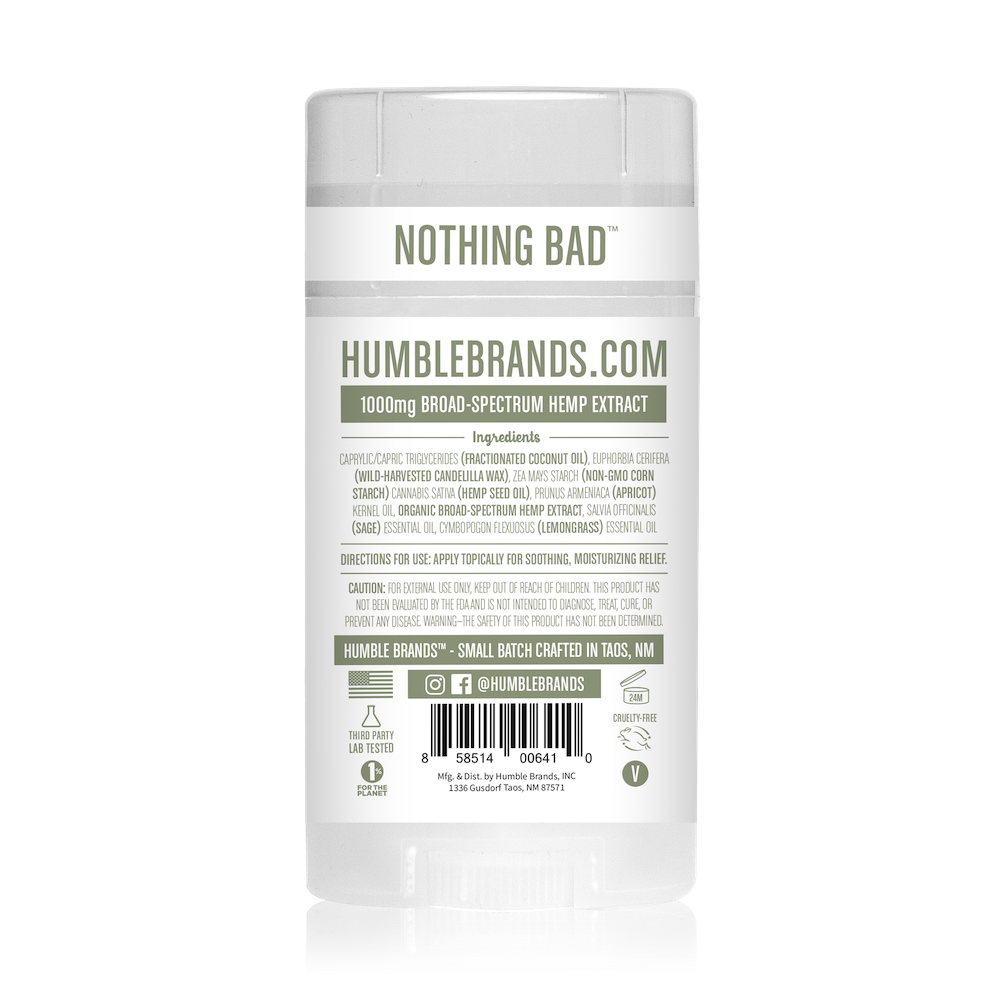 Humble natural CBD comfort bar - lemongrass + sage with hemp extract