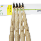 Charcoal Bamboo Toothbrush Set | Medium Hardness | Adult Size (Set of 4)
