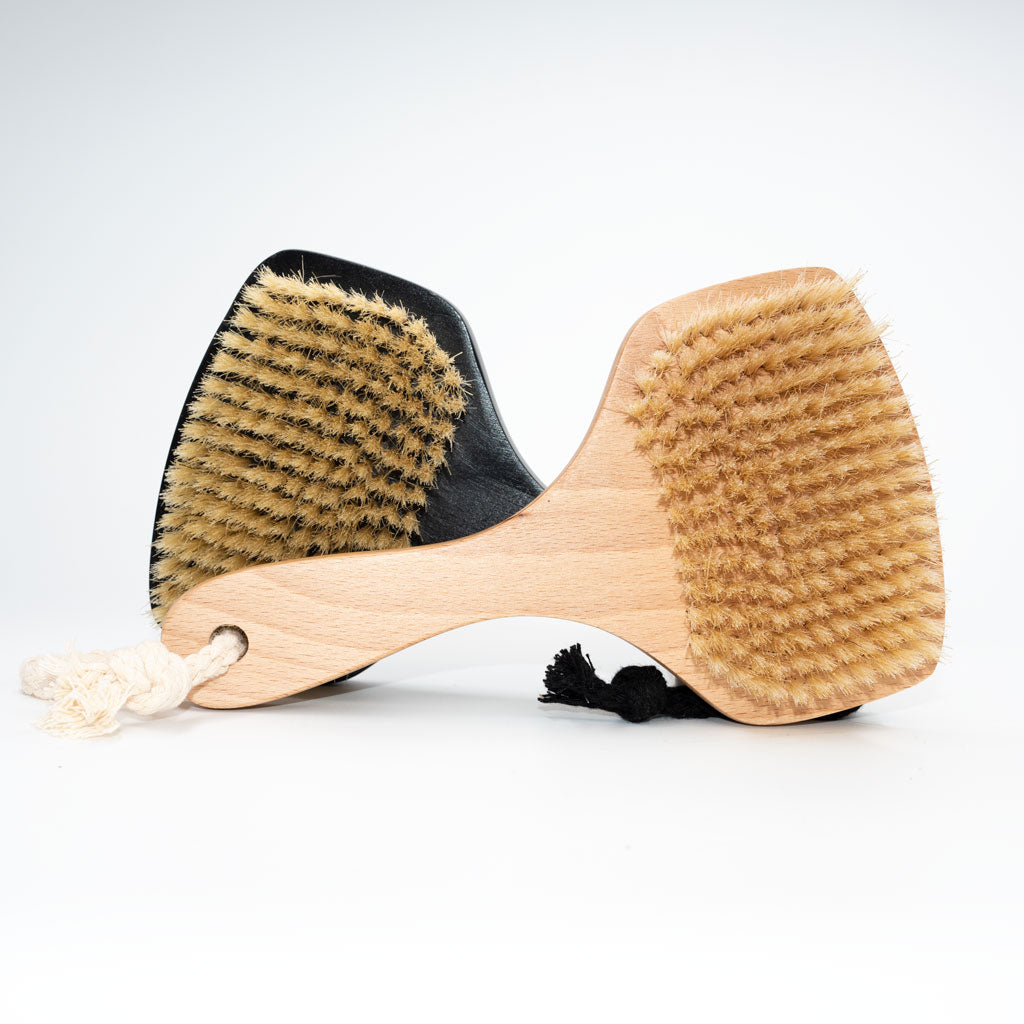 boar bristles dry body brush with handle - dry brushing skin