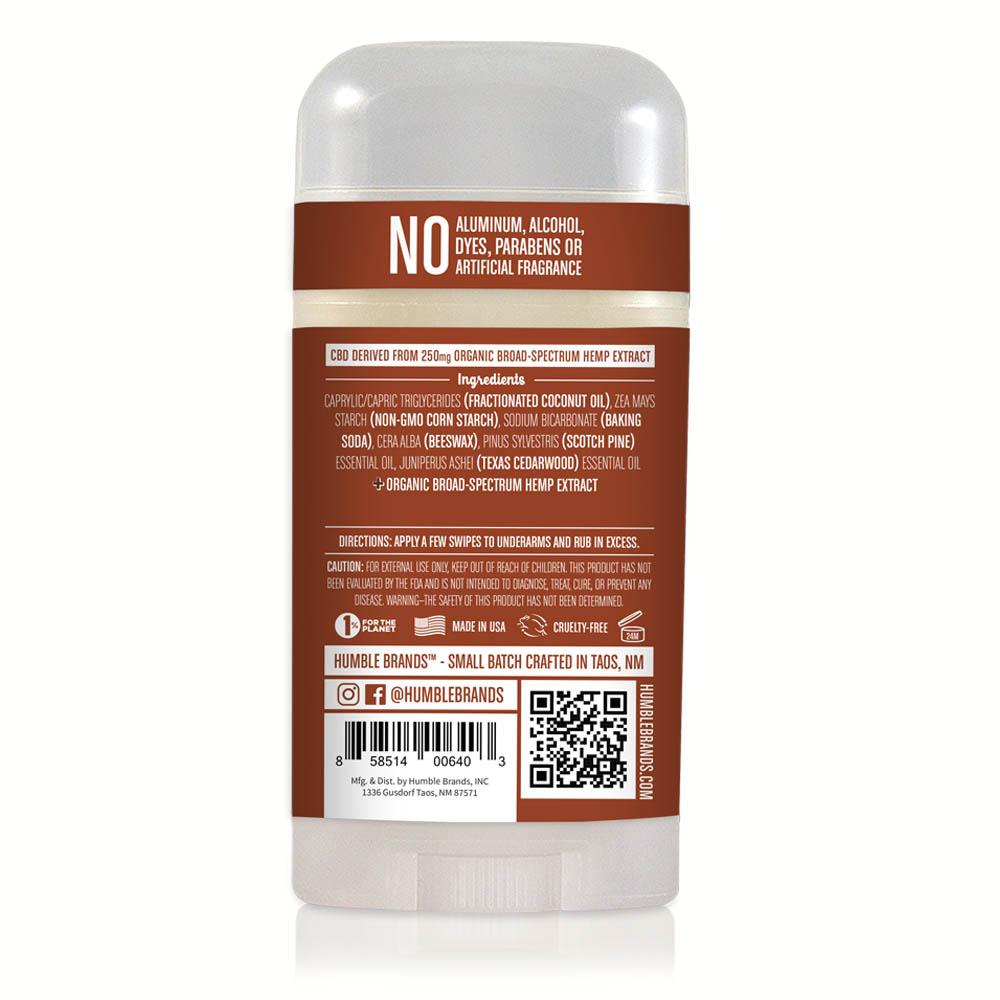 Humble All Natural CBD deodorant - pine & cedarwood with hemp extract