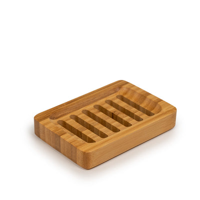 wooden soap dish - slatted - rectangular