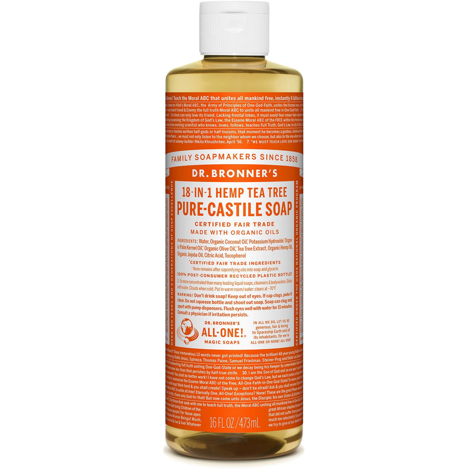 organic pure castile liquid soap - tea tree | Dr. Bronner's
