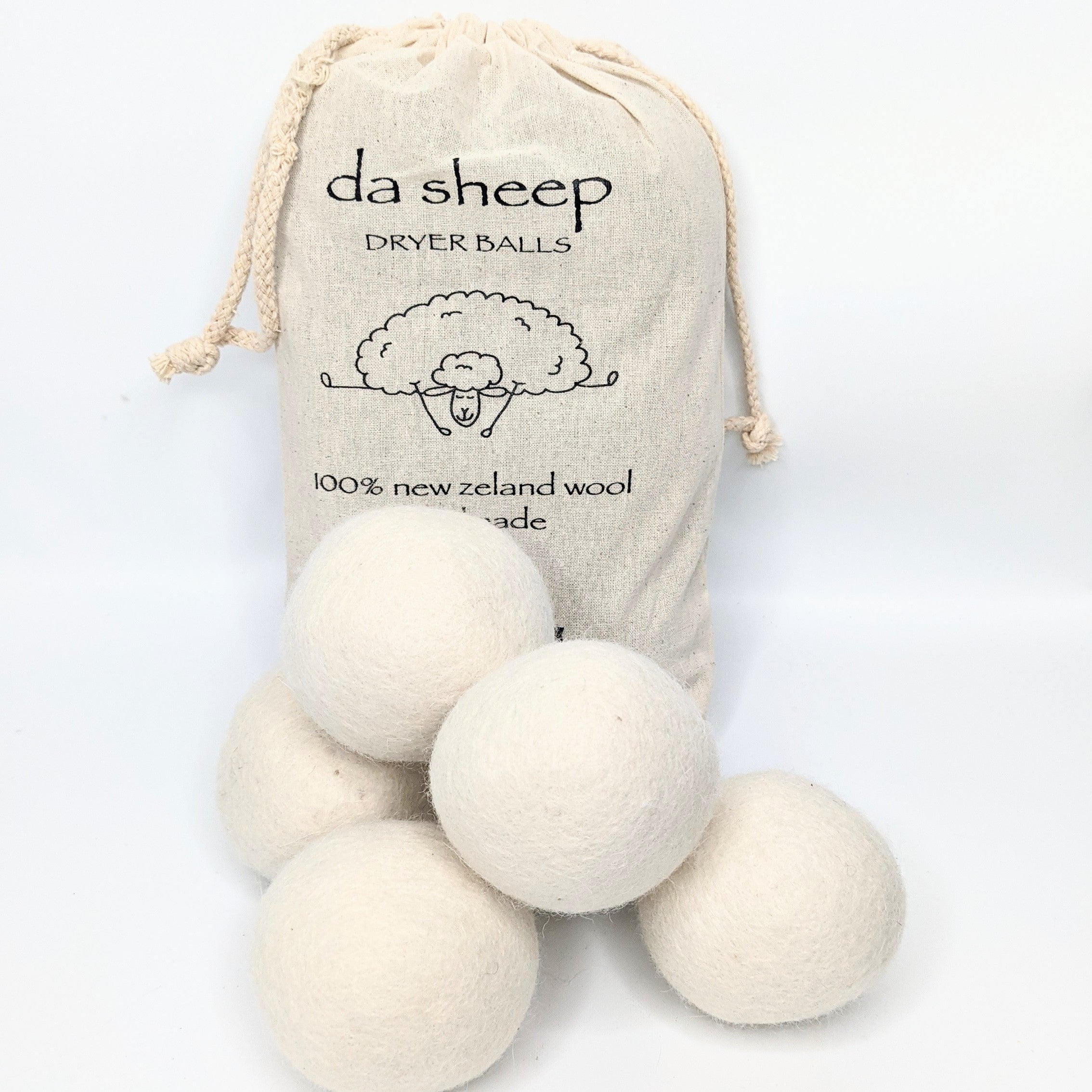 Organic Softener Wool Dryer Balls (set of 6)
